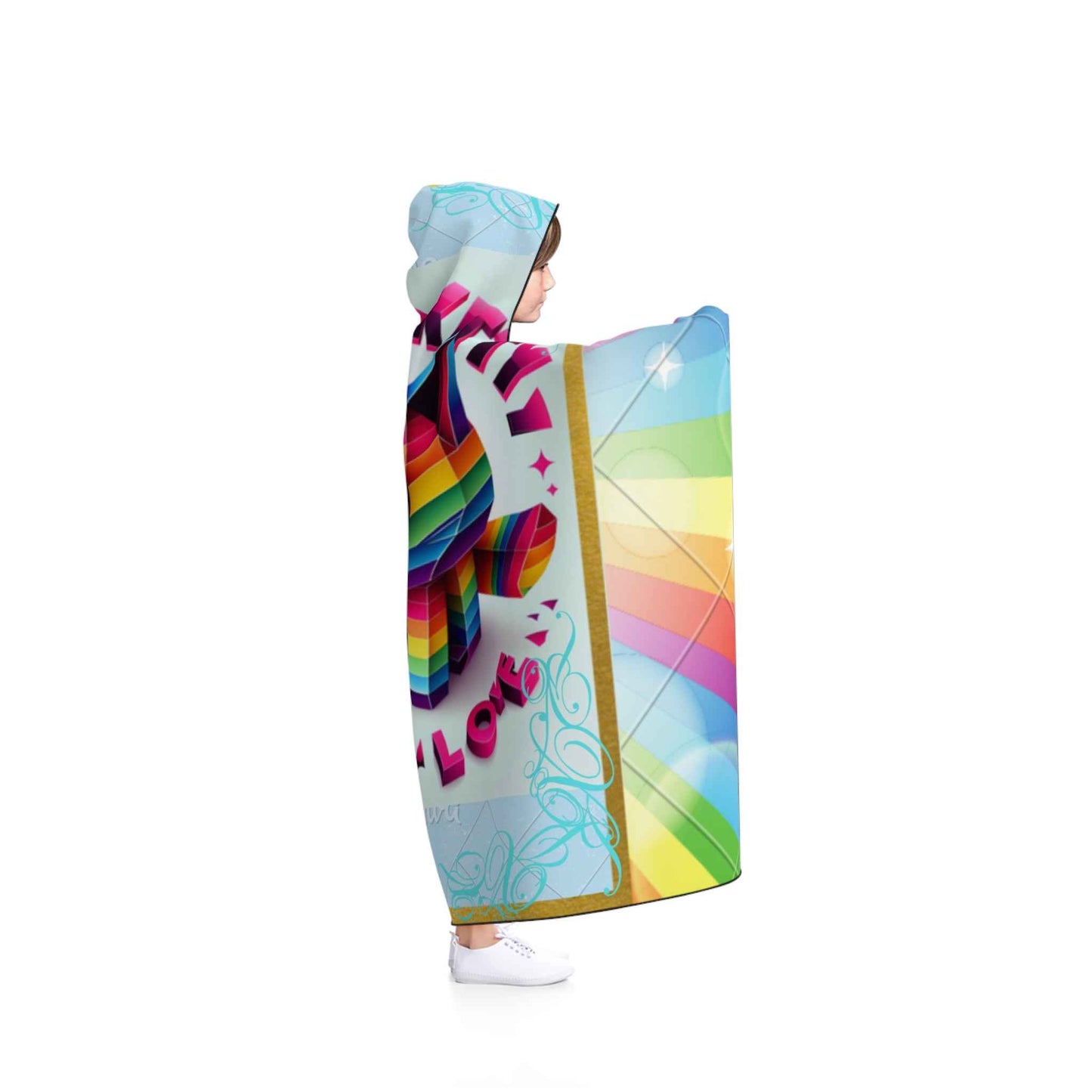 Kids Hooded Blanket Hello Kitty Rainbow Cat Lovers Children's Hoodie- Cat themed