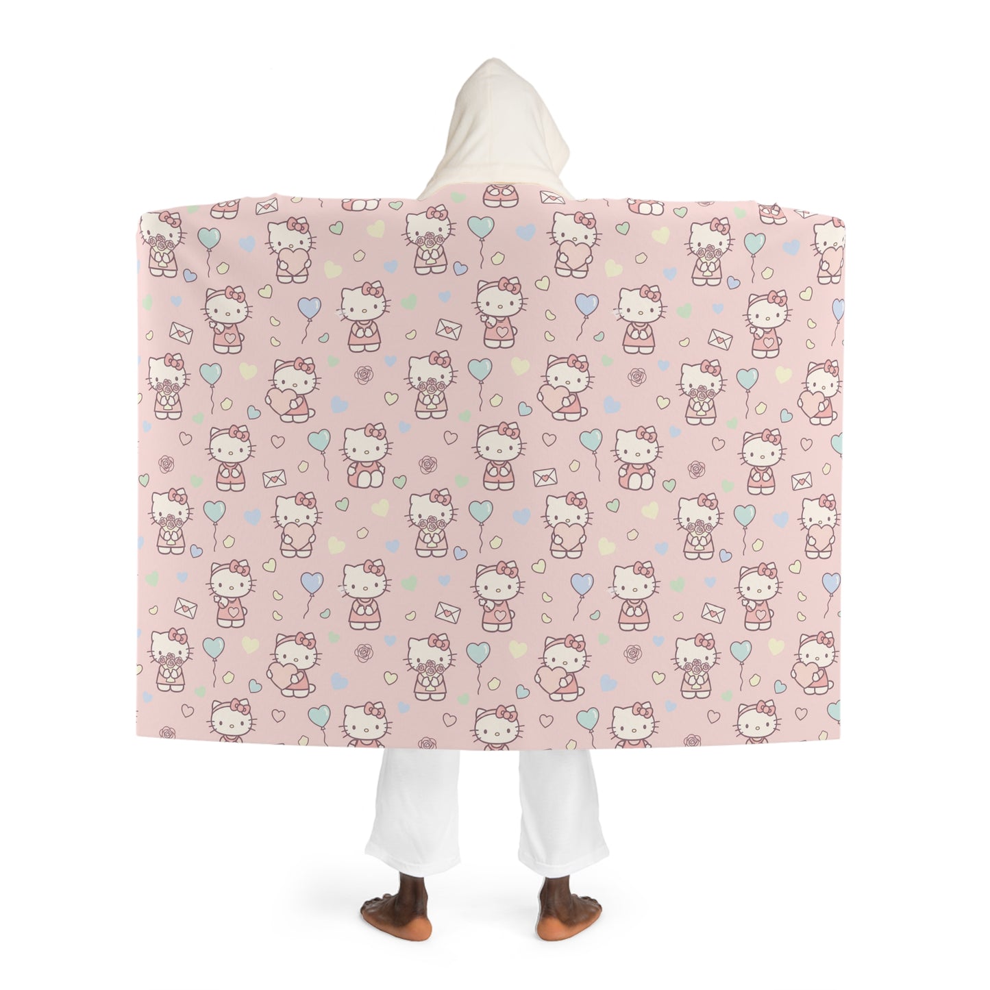 Hello Kitty Pink Hooded Sherpa Blanket — Cozy Fleece Throw with Hood