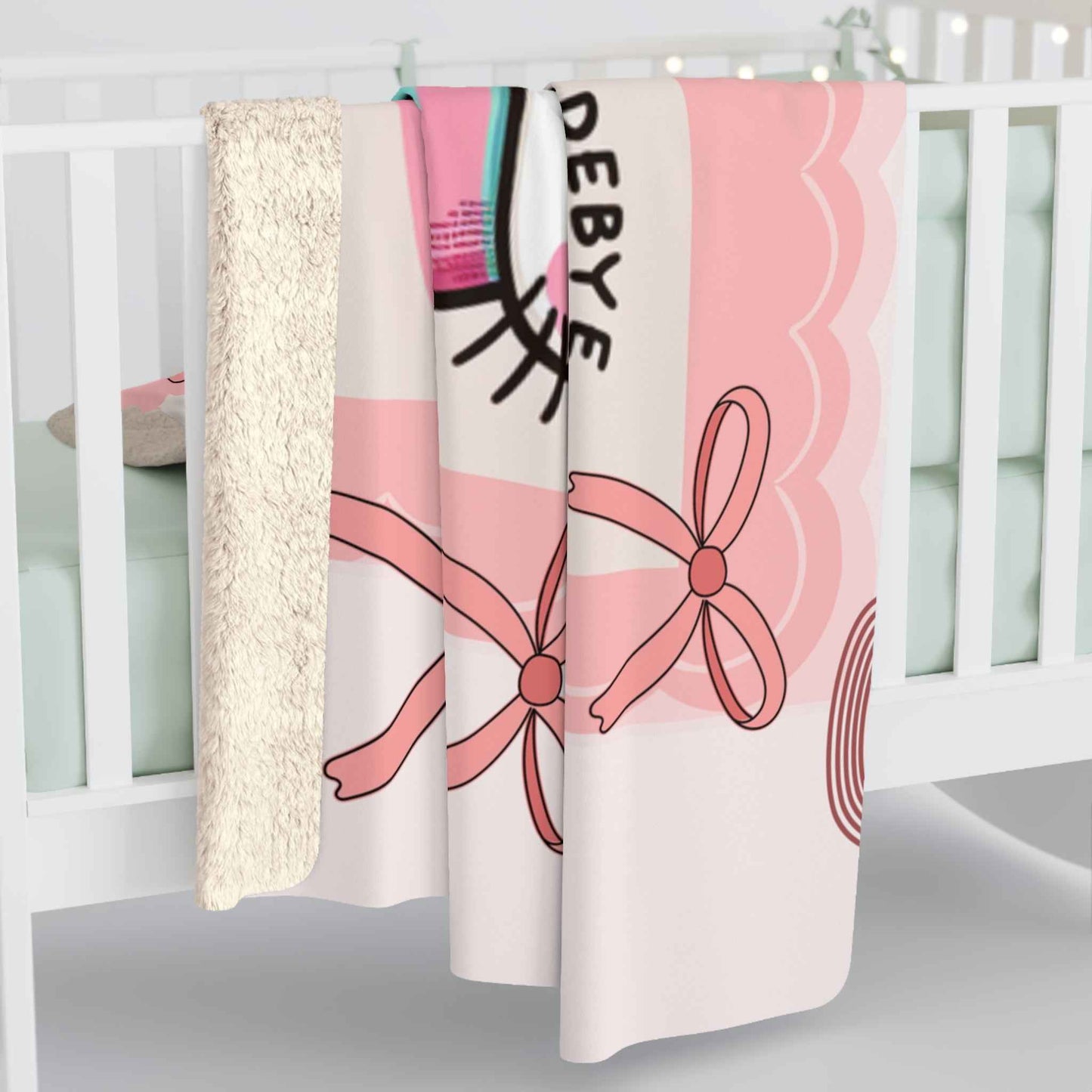 Sherpa Fleece Blanket - Cute Pink Bow Hello Kitty Design - Perfect for Girls and Baby Girls