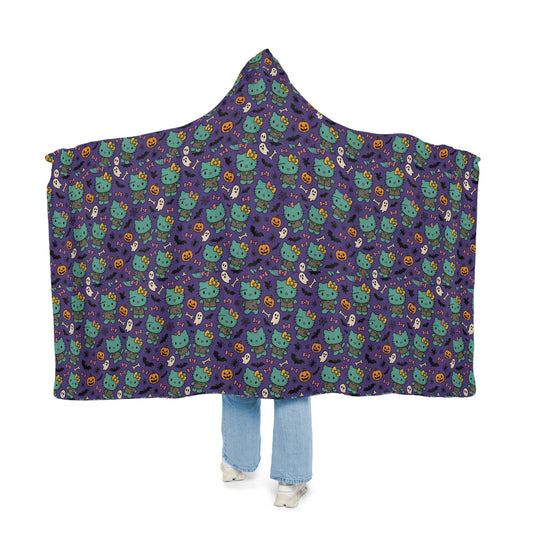 Wearable Snuggle Blanket - Frankenstein Design - Purple with Pink Bows - Halloween