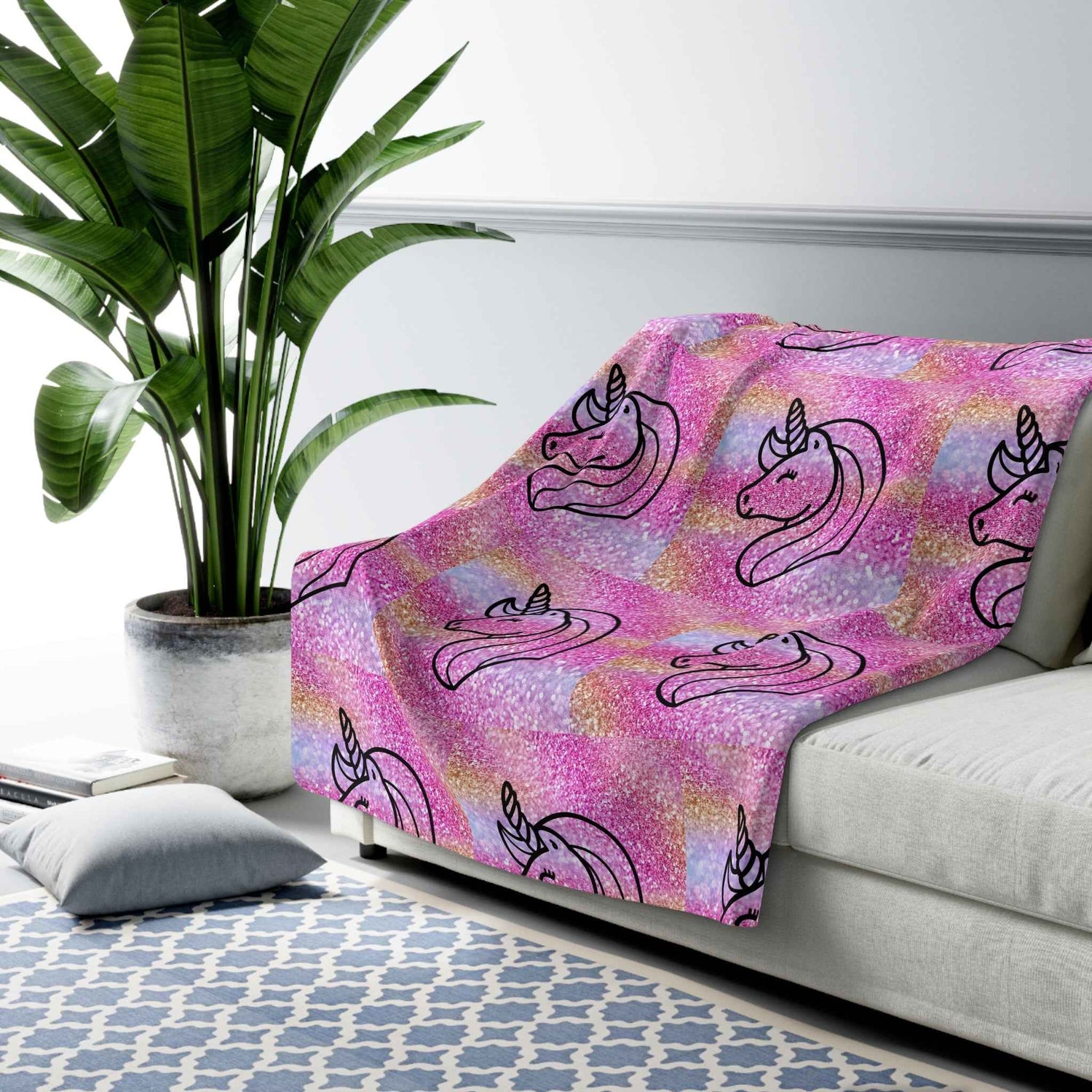 Unicorn blanket pink sparkling glittery