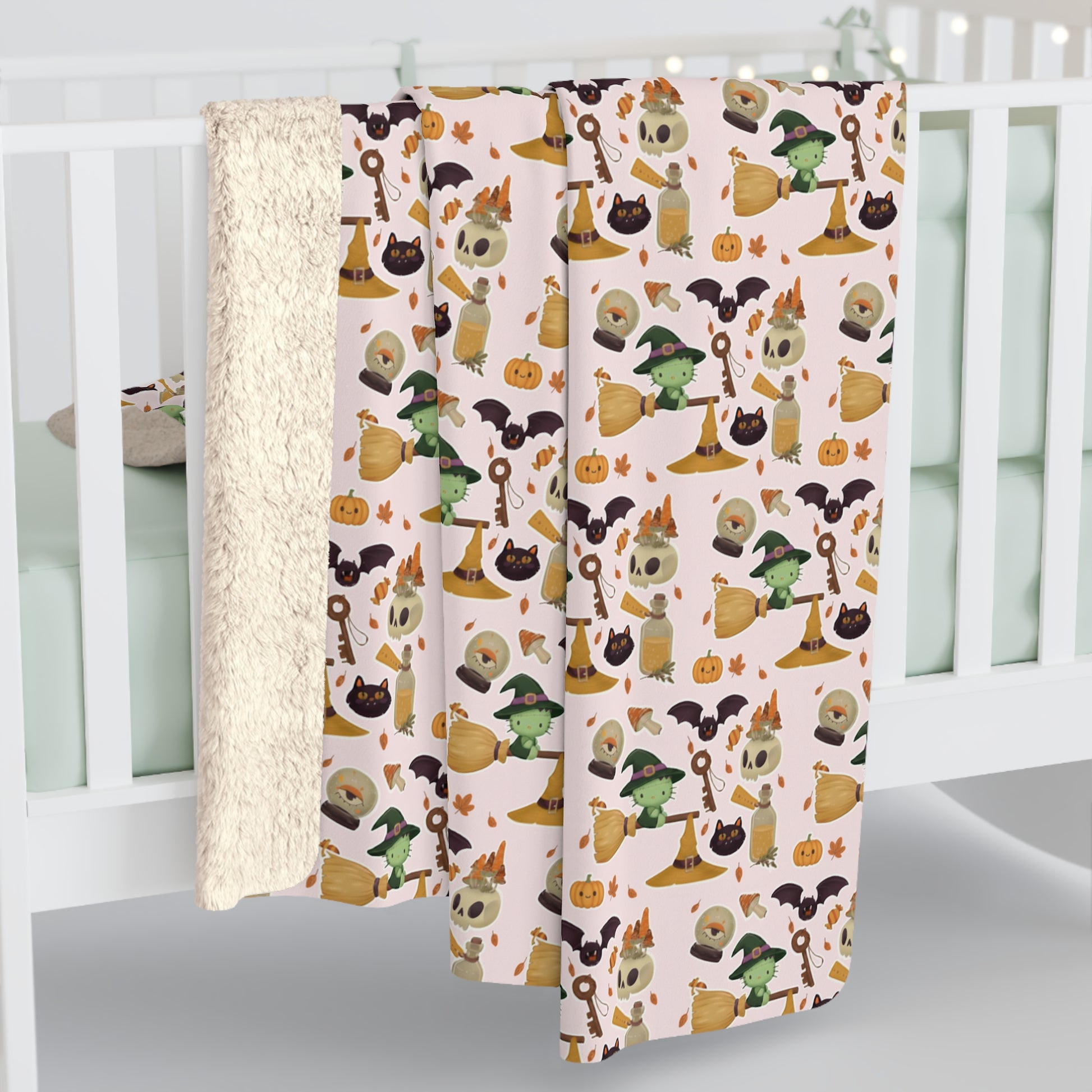 Sherpa Blanket Frankenstein Hello Kitty Pink Design