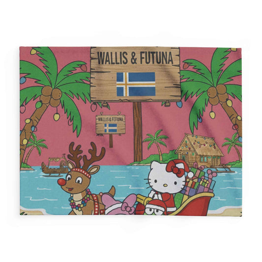 Hello Kitty Wallis & Futuna Holiday Fleece Blanket — Tropical Christmas Cozy Throw