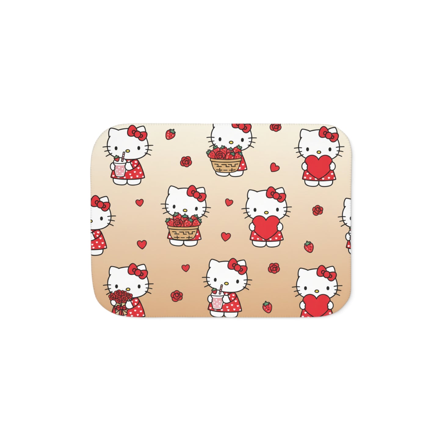 Kawaii Beige Sherpa Blanket — Valentine's Day Gift for Her