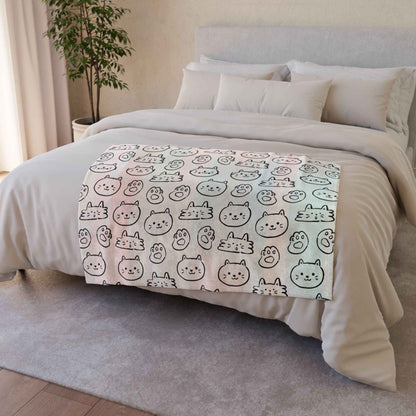Cozy Cat Themed and Hello Kitty Blanket Soft Polyester Blanket - Perfect for Cat Lovers and Cozy Nights
