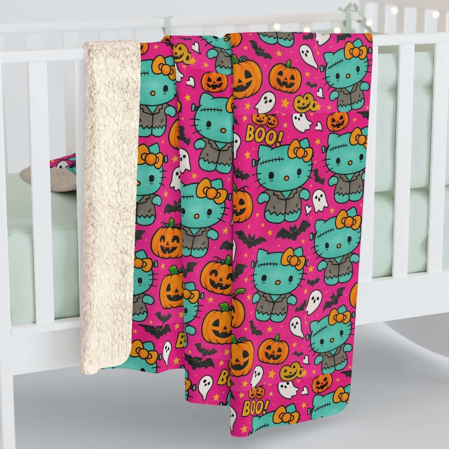 Sherpa Blanket Franken-pink Halloween