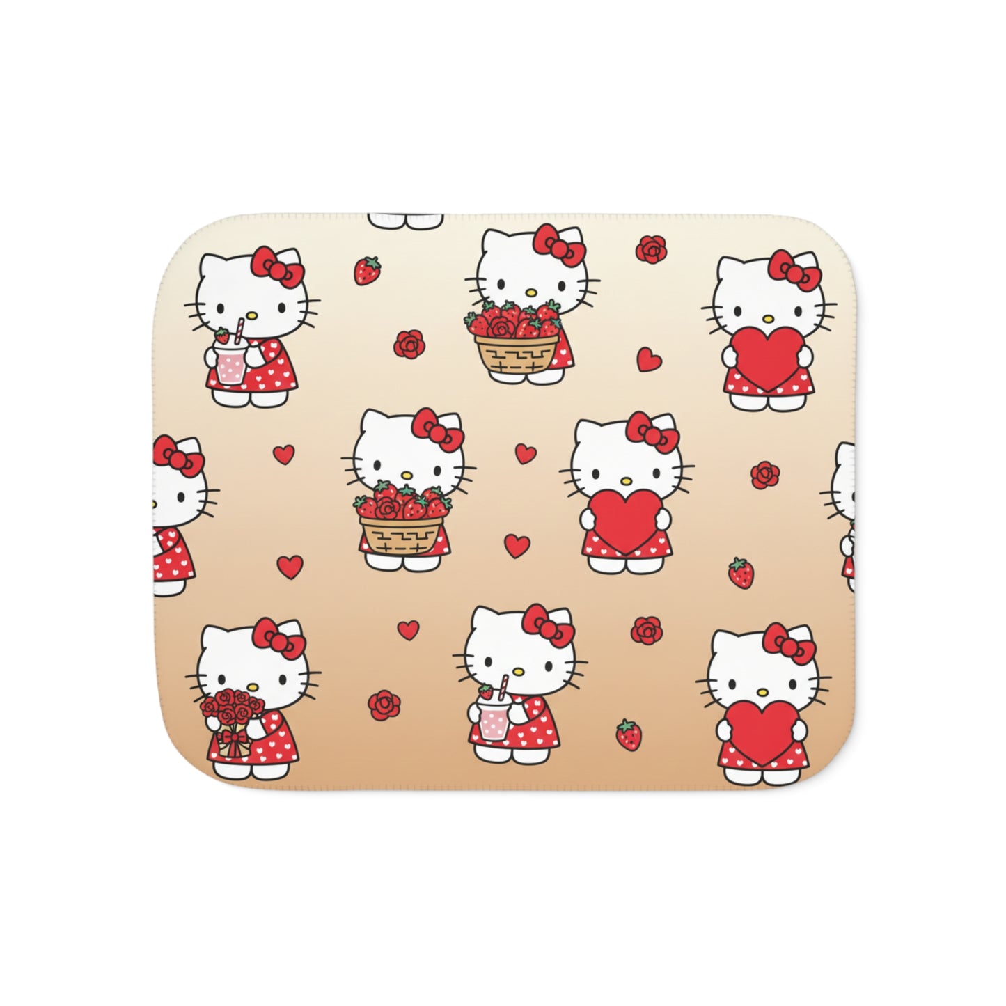 Kawaii Beige Sherpa Blanket — Valentine's Day Gift for Her