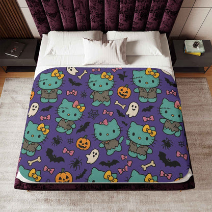 Sherpa Blanket, Frankenstein Halloween blanket purple