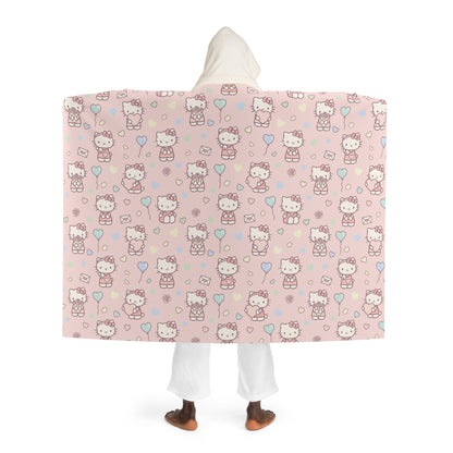 Hello Kitty Pink Hooded Sherpa Blanket — Cozy Fleece Throw with Hood
