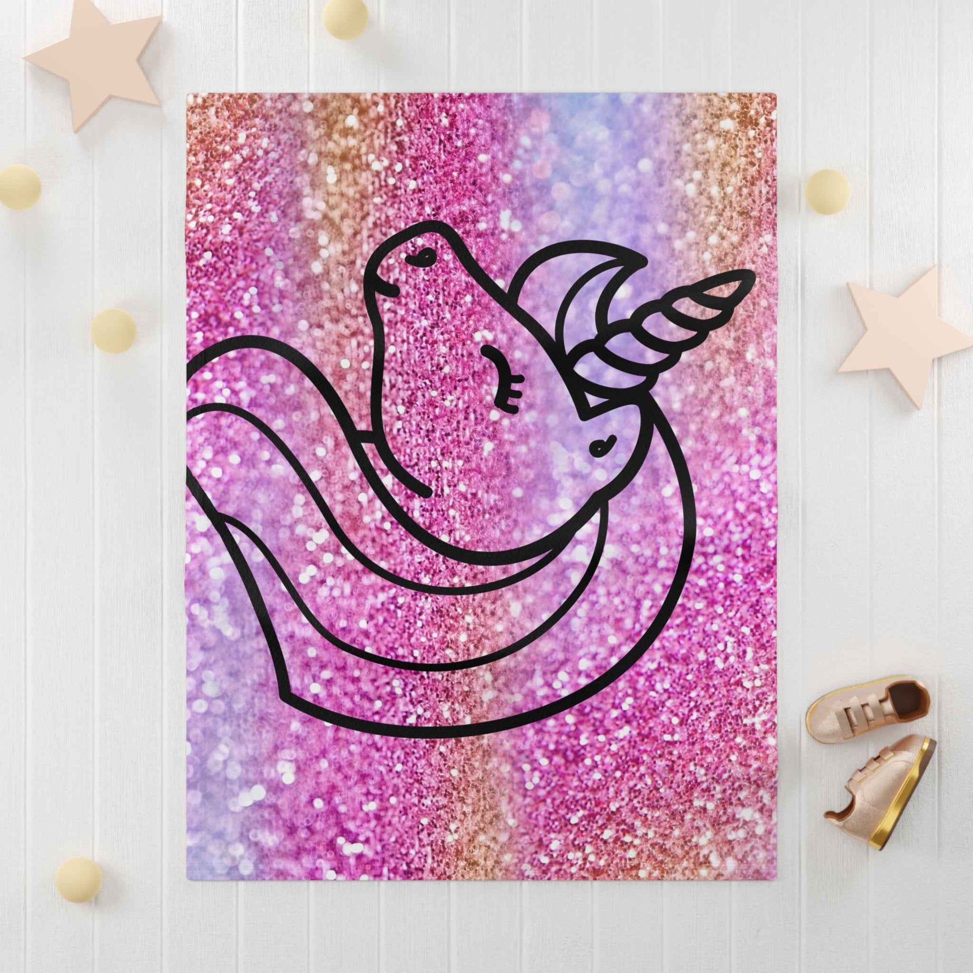 Magical Unicorn Fleece Baby Blanket  pink- Soft Glitter Design for Cozy Moments - Hello Kittyy Blanket Store