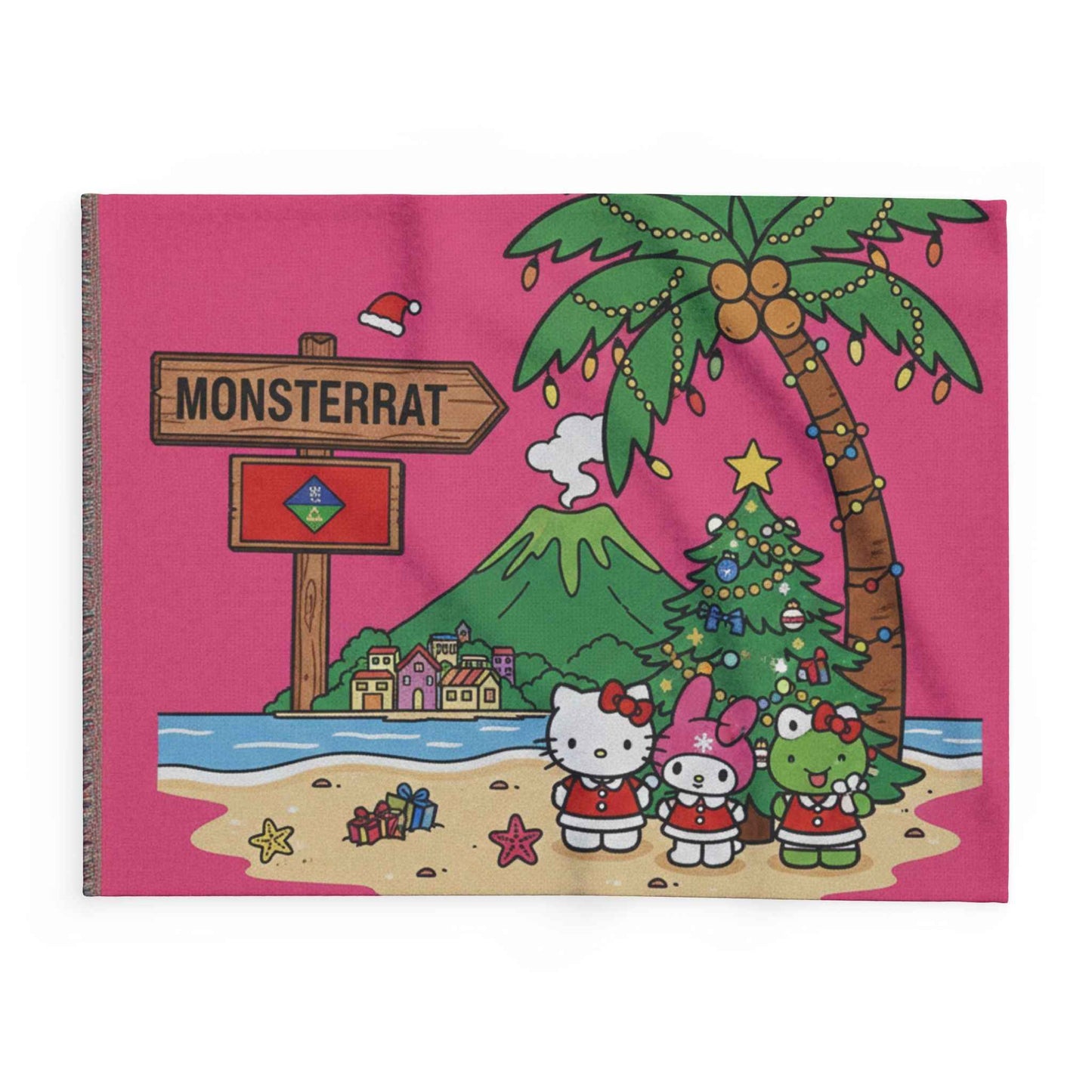 Arctic Fleece Blanket — Cute Hello Kitty Tropical Christmas on Montserrat Throw