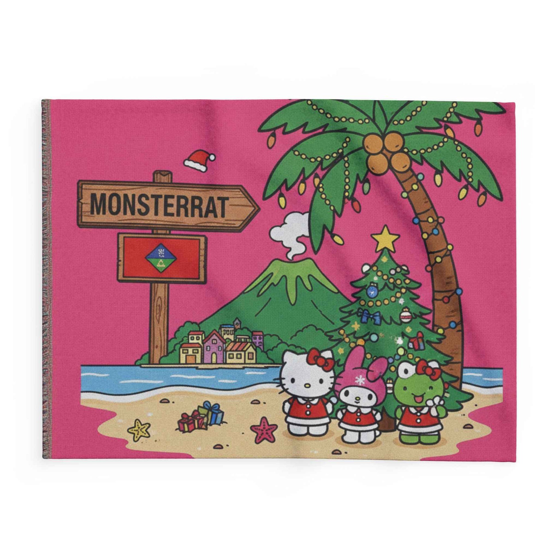 Arctic Fleece Blanket — Cute Hello Kitty Tropical Christmas on Montserrat Throw