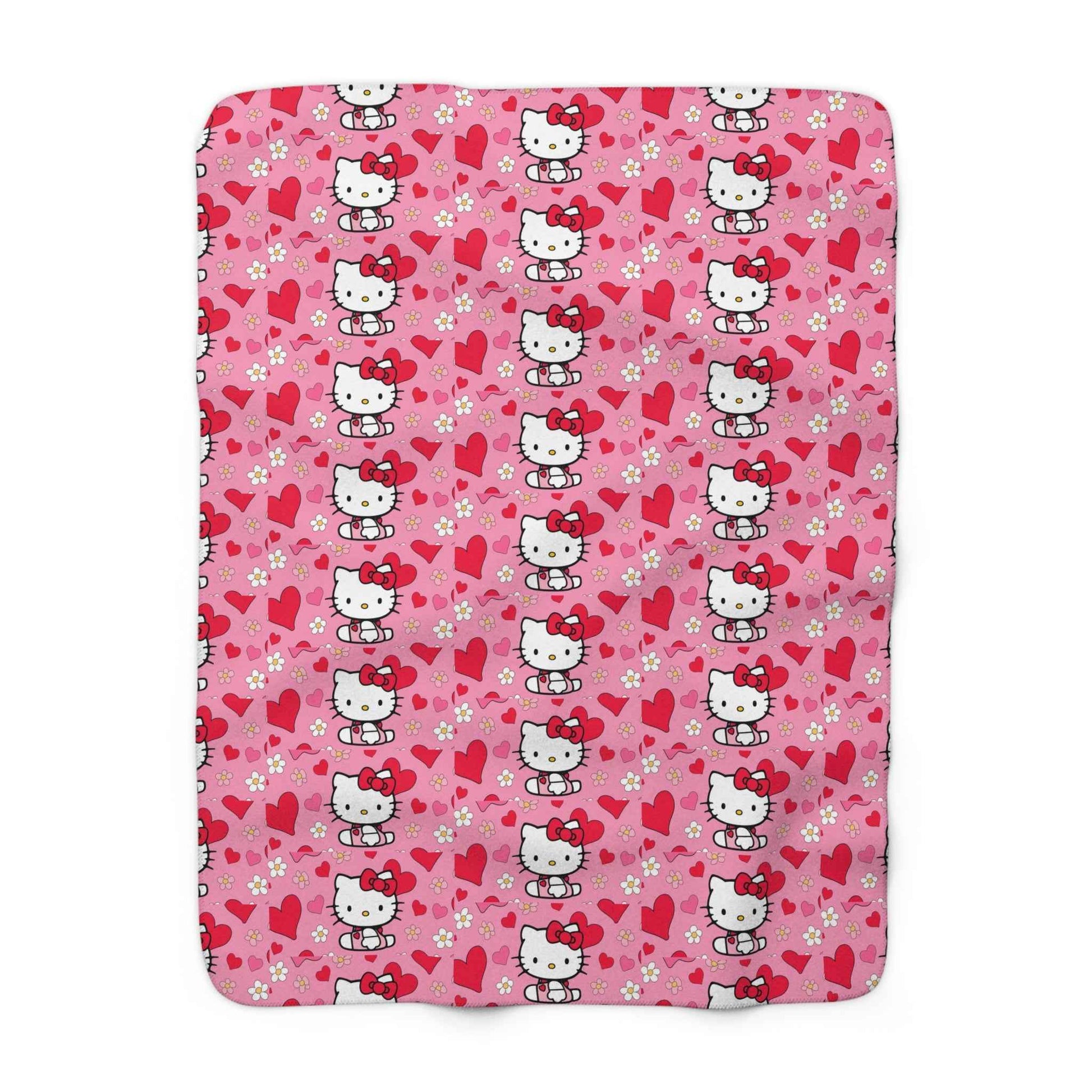 Sherpa Blanket Hello Kitty Pink Valentine's Day Theme - Hello Kittyy Blanket Store
