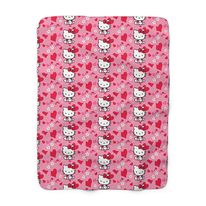 Sherpa Blanket Hello Kitty Pink Valentine's Day Theme - Hello Kittyy Blanket Store