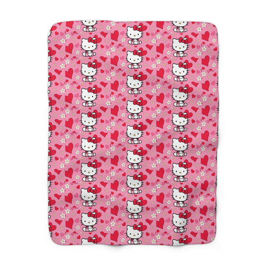Sherpa Blanket Hello Kitty Pink Valentine's Day Theme - Hello Kittyy Blanket Store