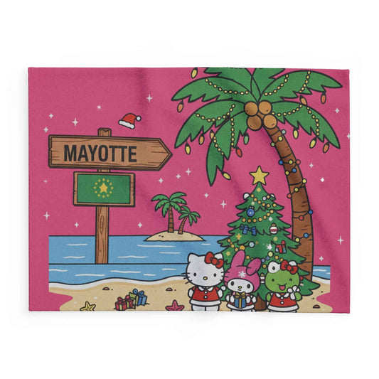 Hello Kitty Tropical Christmas Fleece Blanket — Mayotte Beach Holiday Throw