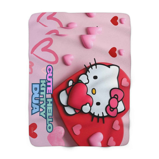 Personalized Sherpa Fleece Blanket with Hello Kitty Valentine Wish - Hello Kittyy Blanket Store