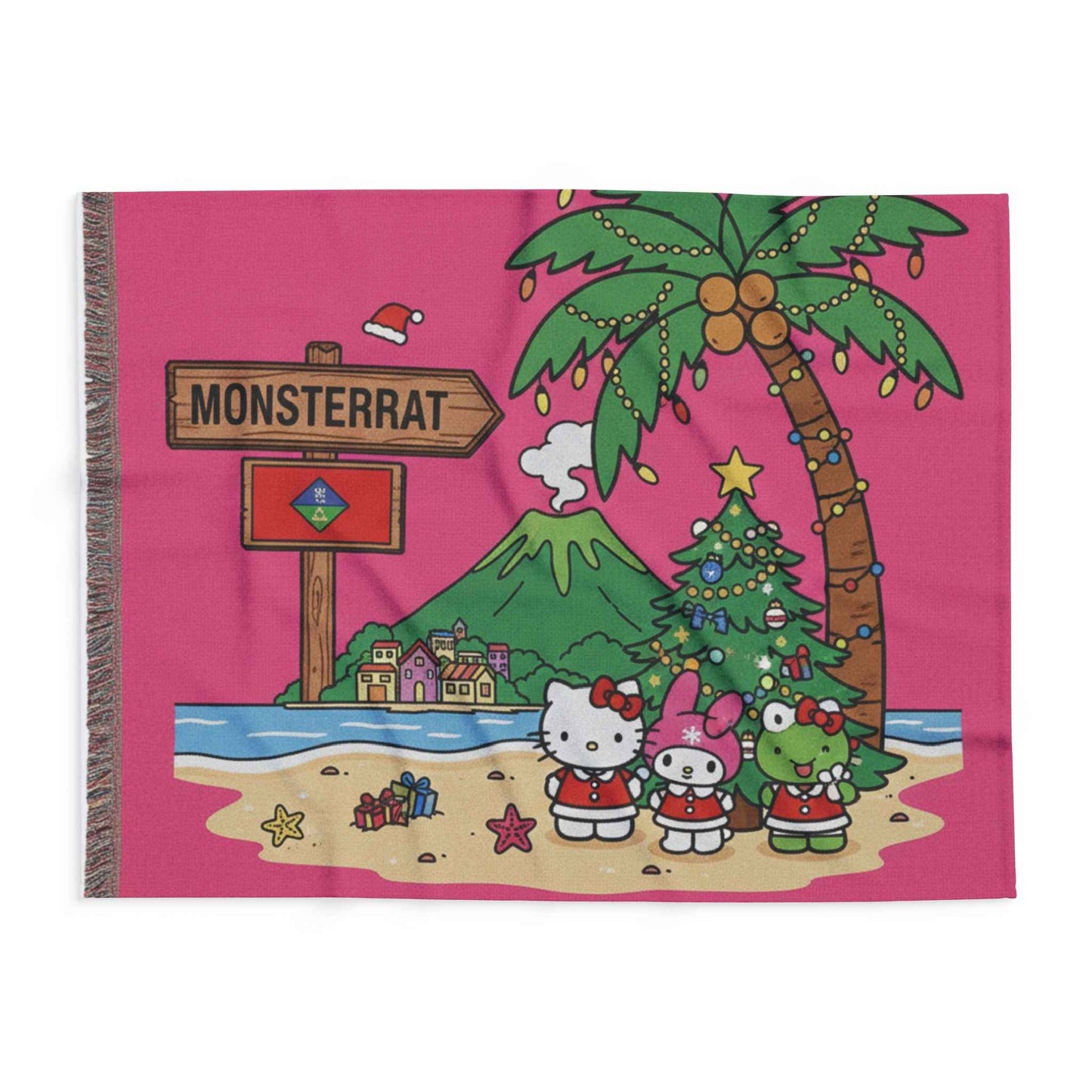 Arctic Fleece Blanket — Cute Hello Kitty Tropical Christmas on Montserrat Throw