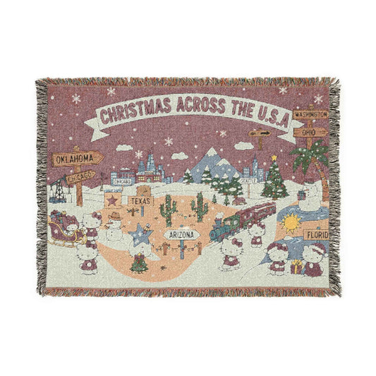 Hello Kitty Pink Christmas Blanket — Cozy Holiday Throw Across USA Design