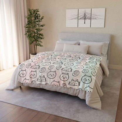 Cozy Cat Themed and Hello Kitty Blanket Soft Polyester Blanket - Perfect for Cat Lovers and Cozy Nights