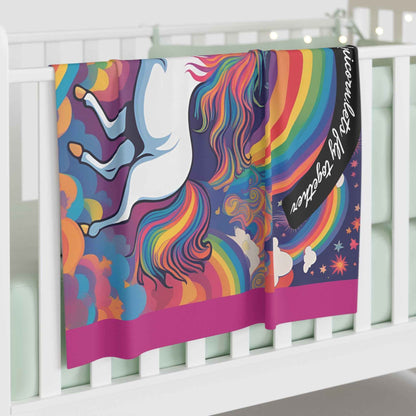 Swaddle Blanket - Rainbow Unicorn Let's Fly Together Design - Hello Kittyy Blanket Store