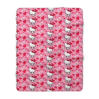 Sherpa Blanket Hello Kitty Pink Valentine's Day Theme - Hello Kittyy Blanket Store