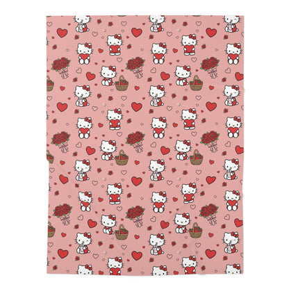 Hello Kitty Valentine Baby Swaddle Blanket — Pink Hearts & Roses Infant Wrap
