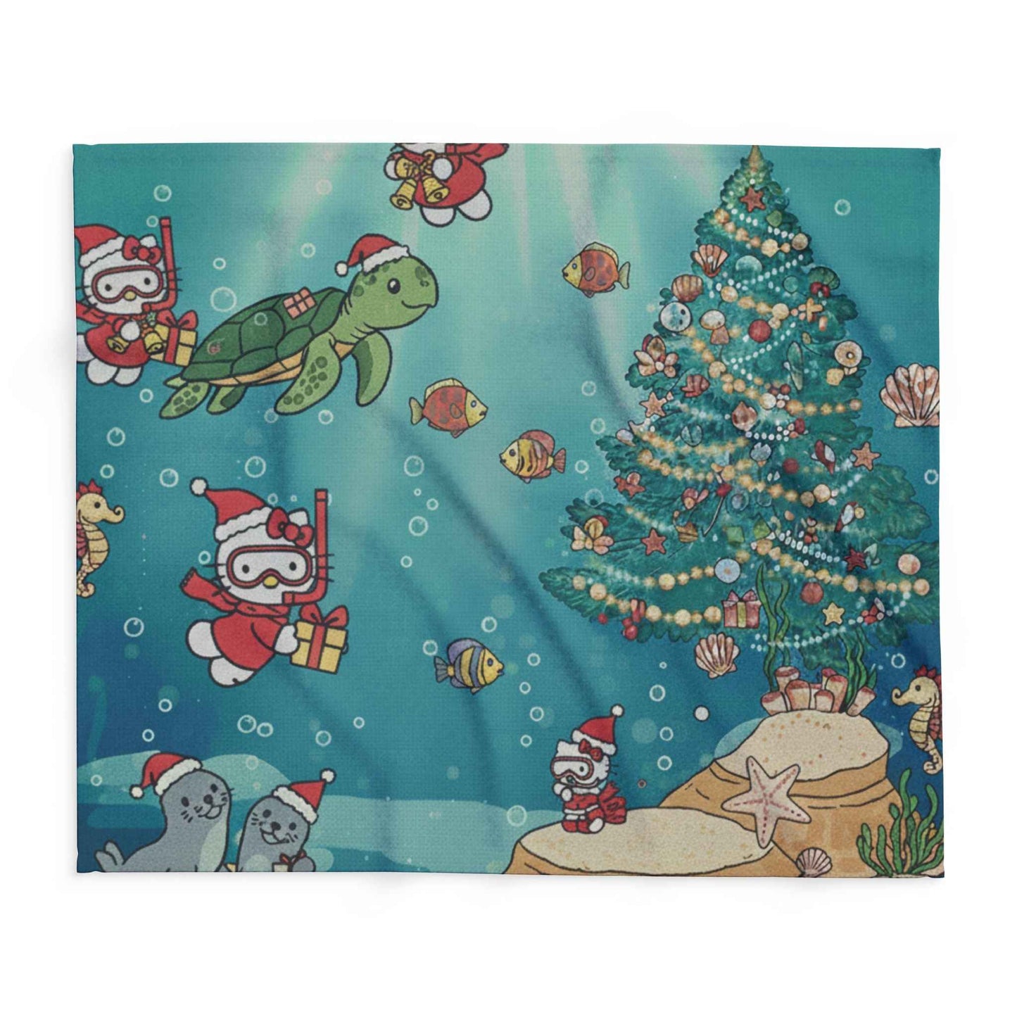Hello Kitty Arctic Fleece Blanket — Undersea Christmas Celebration