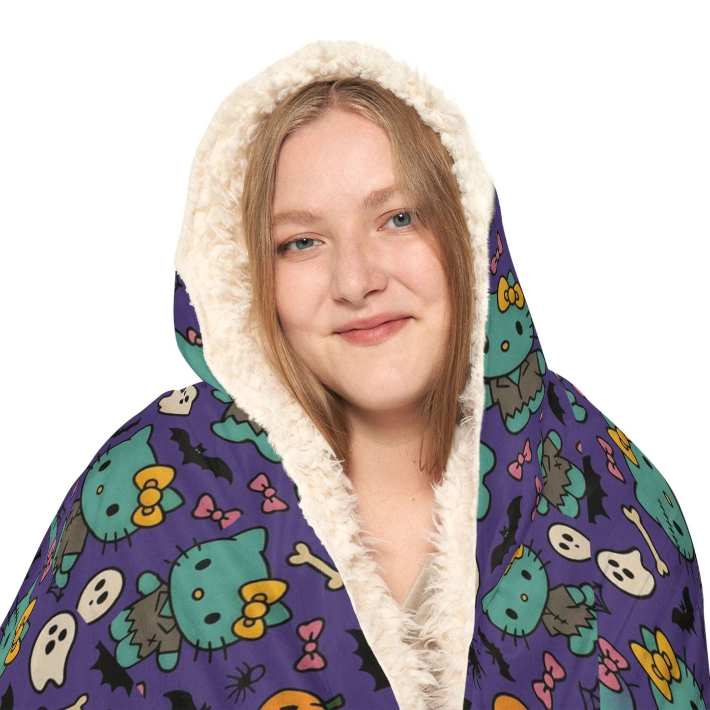 Wearable Snuggle Blanket - Frankenstein Design - Purple with Pink Bows - Halloween
