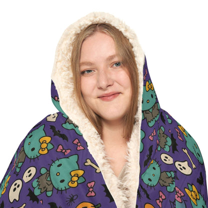 Wearable Snuggle Blanket - Frankenstein Design - Purple with Pink Bows - Halloween