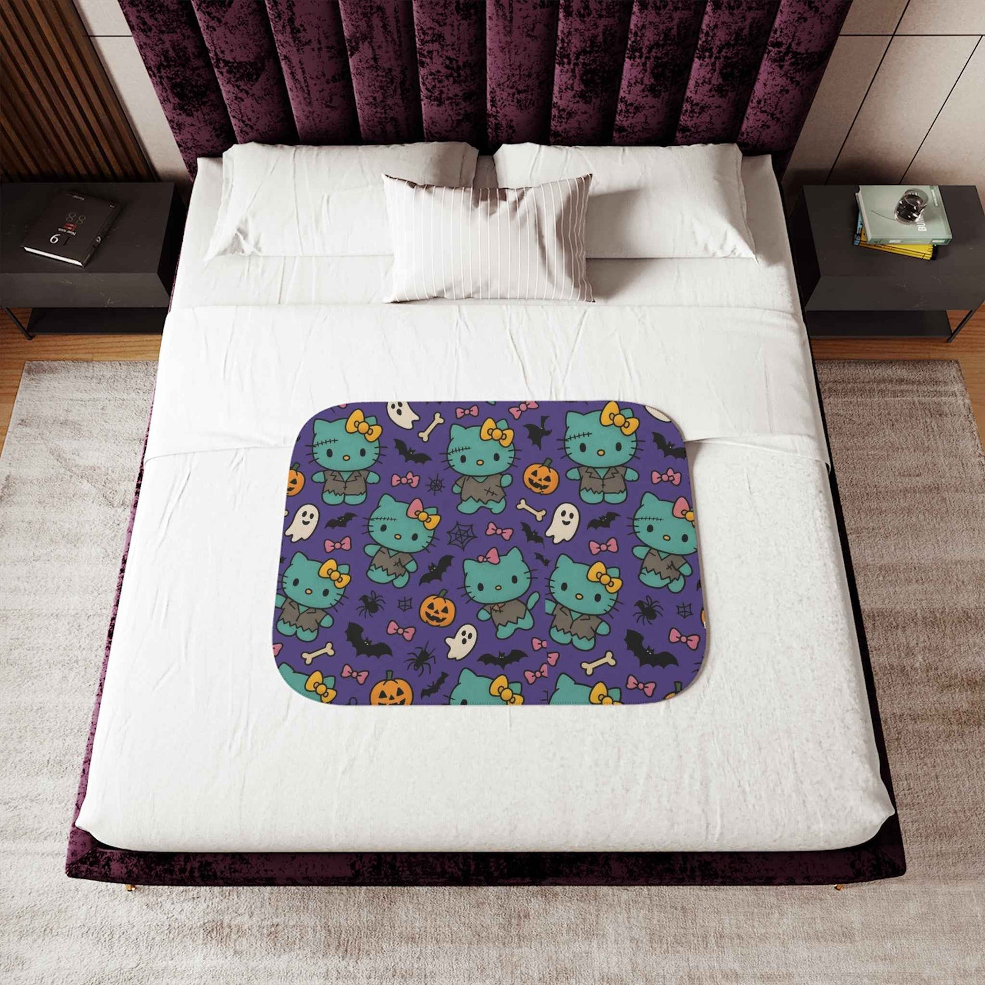 Sherpa Blanket, Frankenstein Halloween blanket purple