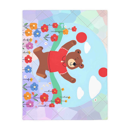 Velveteen Microfiber Blanket - Winnie the Pooh Purple and Blue Double Sided Print - Hello Kittyy Blanket Store