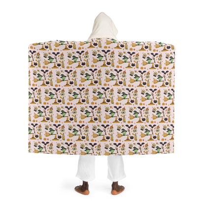 Cozy Hooded Sherpa Fleece Blanket | Cute Animal Print, Warm Throw for Home, Snuggle Wear, Gift Idea, Cozy Nights