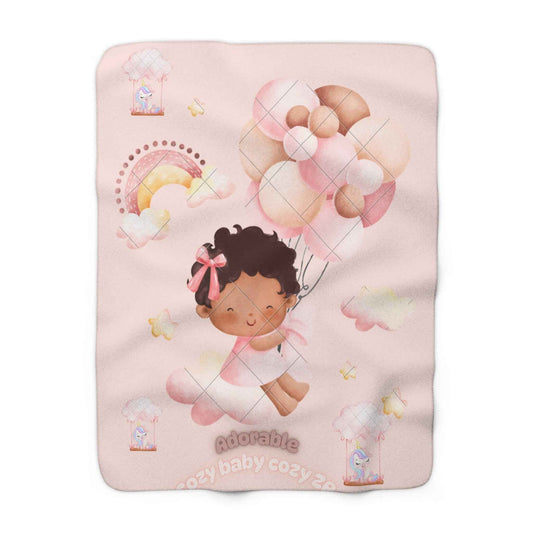 Sherpa Fleece Blanket - Unicorn Baby Girl in the Sky Light Pink - Hello Kittyy Blanket Store