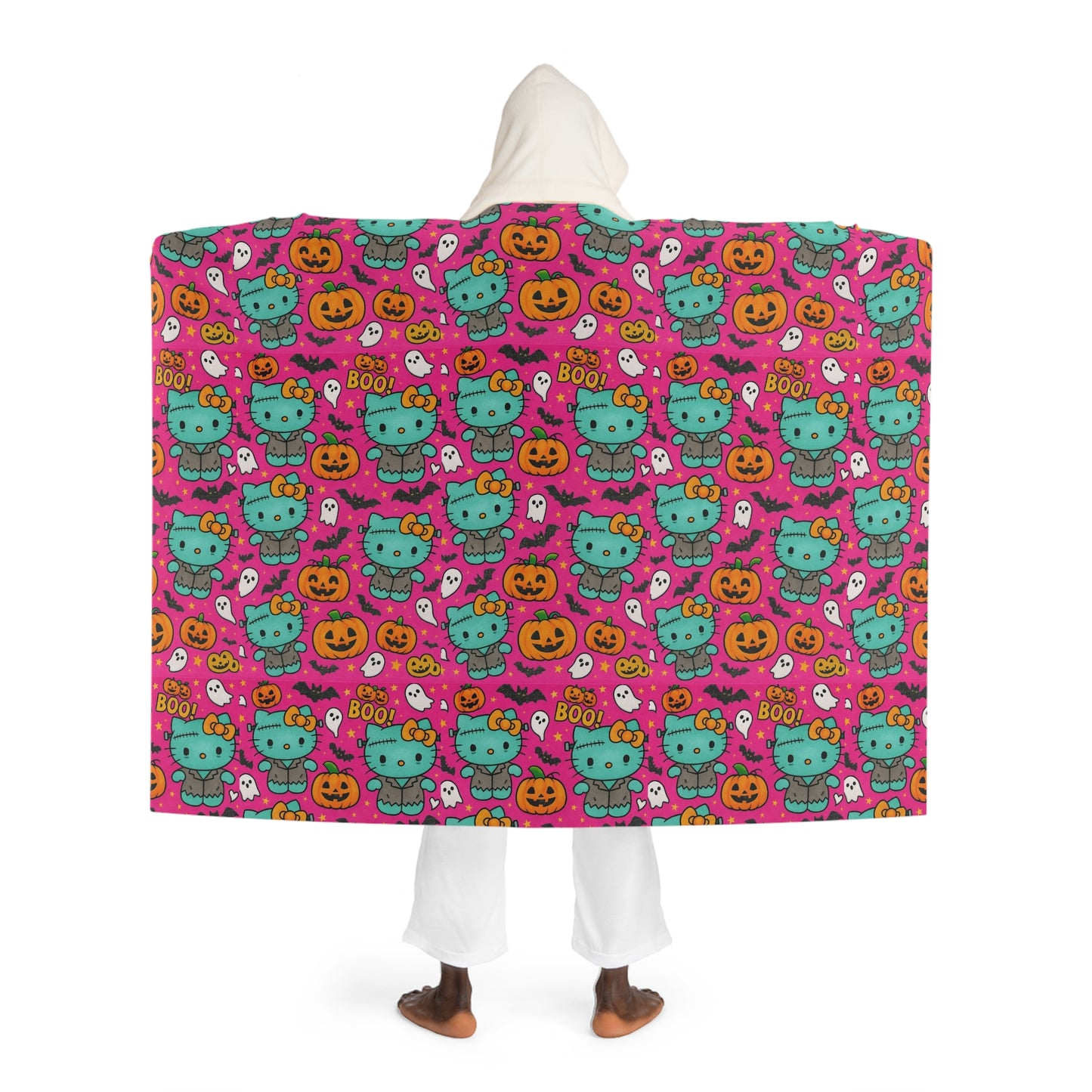 Sherpa fleece deken met capuchon - Roze Frankenstein Halloween-cadeau voor liefhebbers