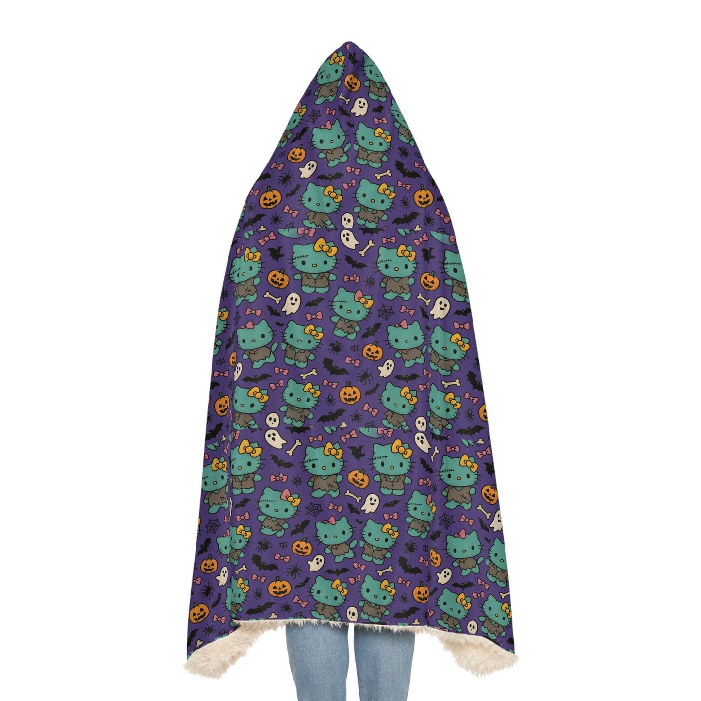 Wearable Snuggle Blanket - Frankenstein Design - Purple with Pink Bows - Halloween