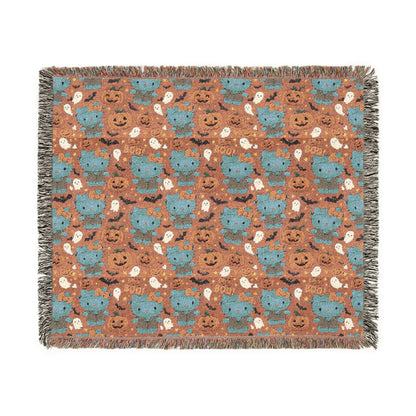 Woven Blanket - Pink Frankenstein Halloween Lovers Trending Design - Hello Kittyy Blanket Store