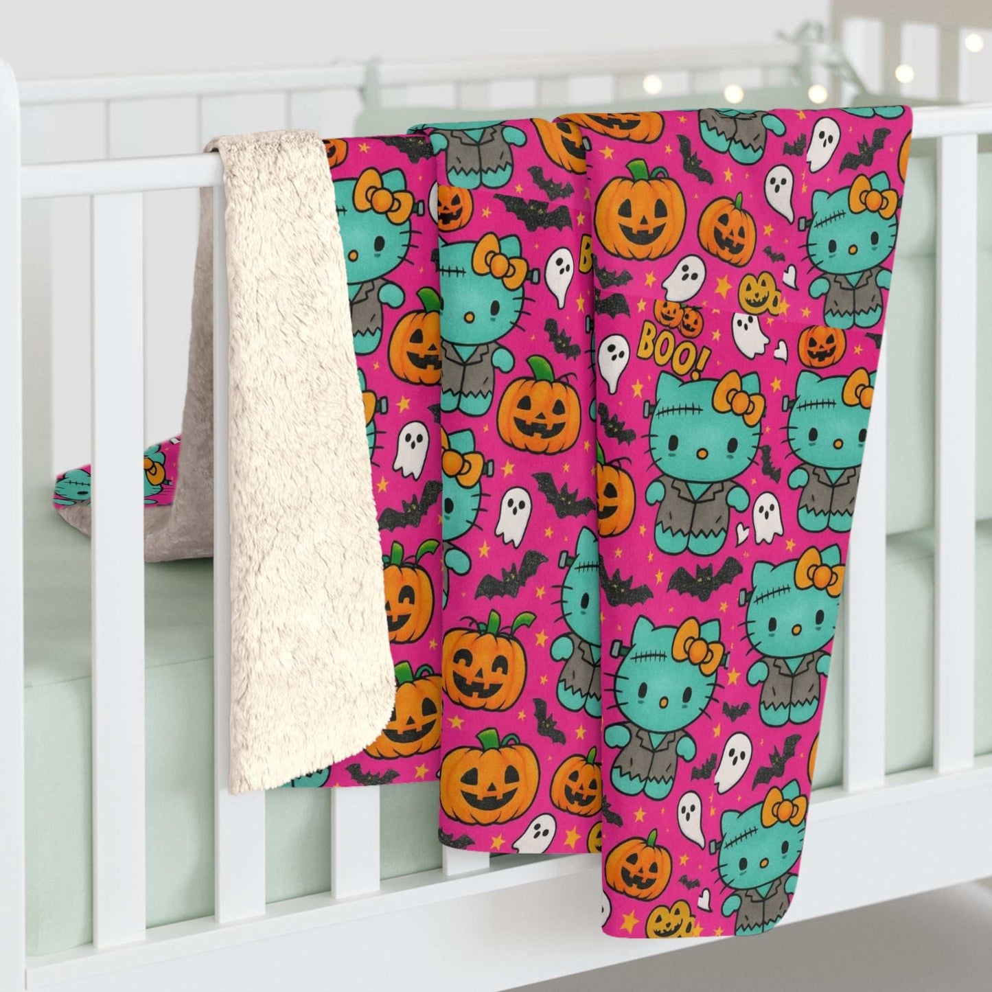 Sherpa Blanket Franken-pink Halloween