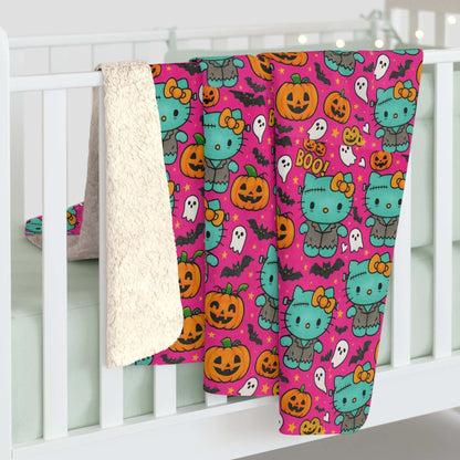Sherpa Blanket Franken-pink Halloween