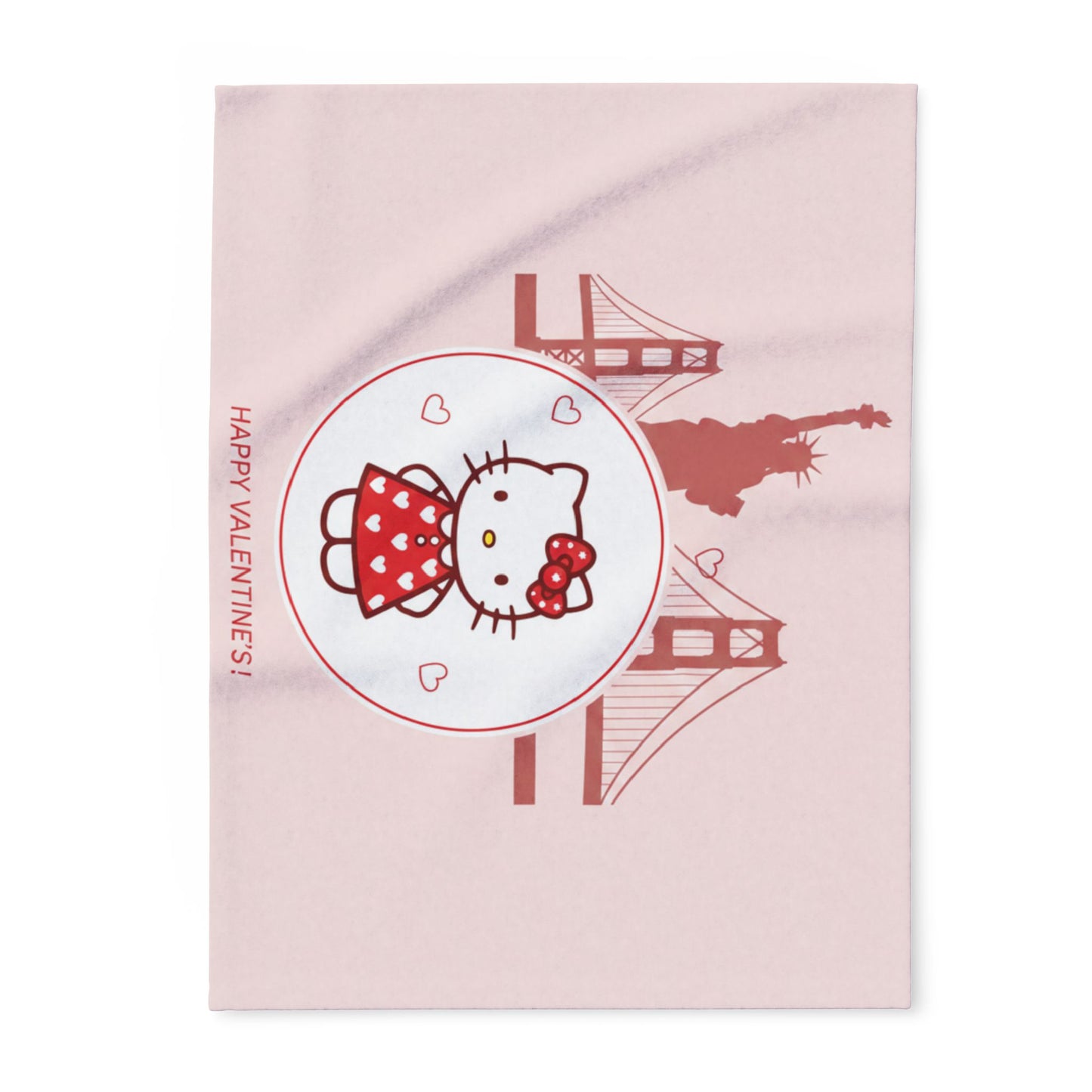 Hello Kitty Valentine Arctic Fleece Blanket – Cute San Francisco Statue of Liberty & Golden Gate Design