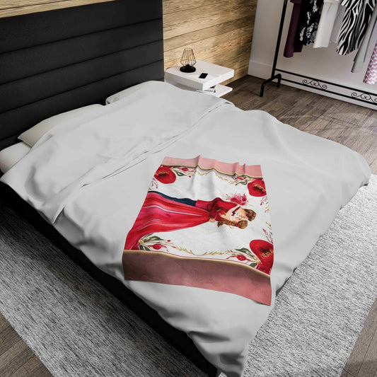 Romantic Velveteen Plush Blanket for valentines day with Floral Design - Perfect for Weddings and Celebrations - Hello Kittyy Blanket Store