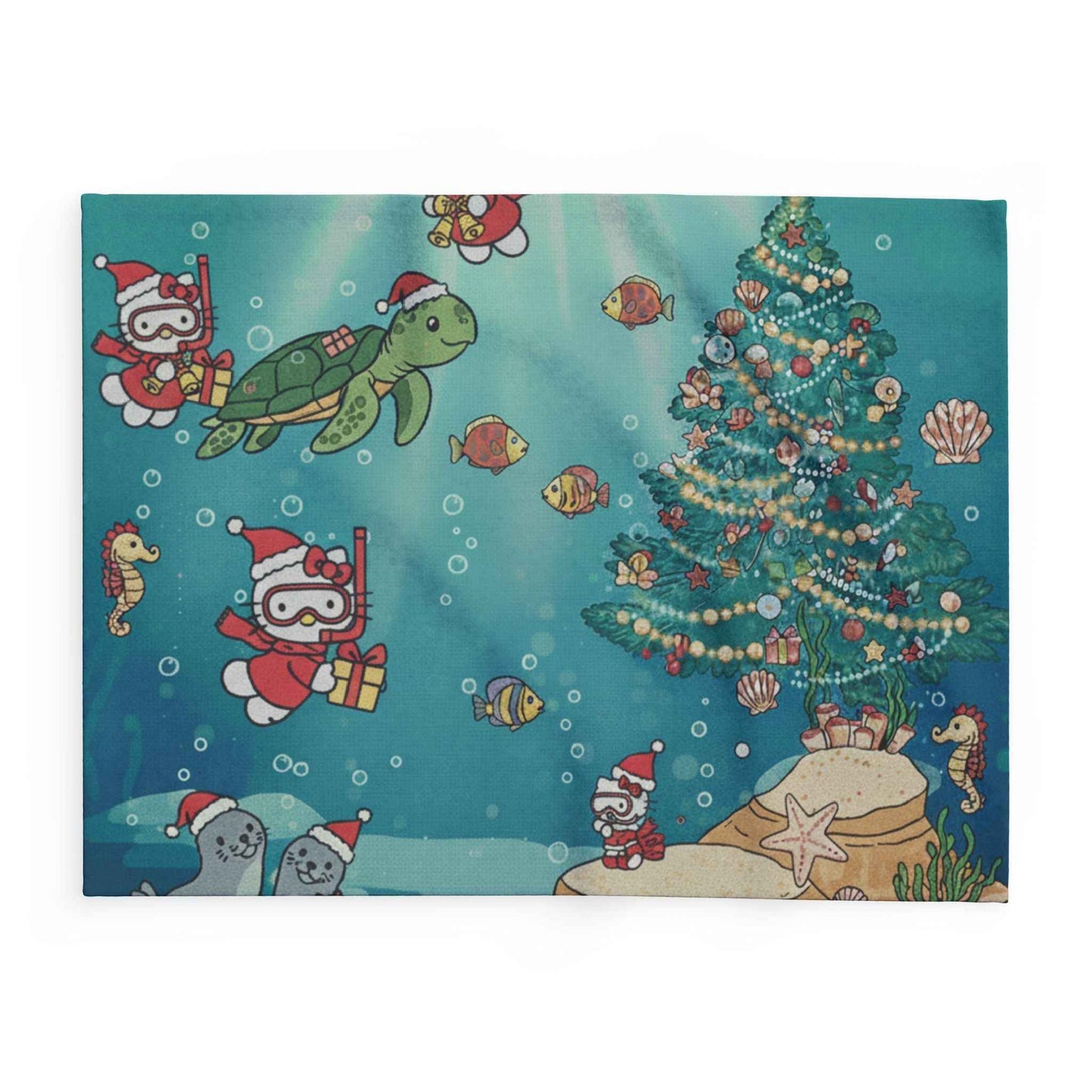 Hello Kitty Arctic Fleece Blanket — Undersea Christmas Celebration