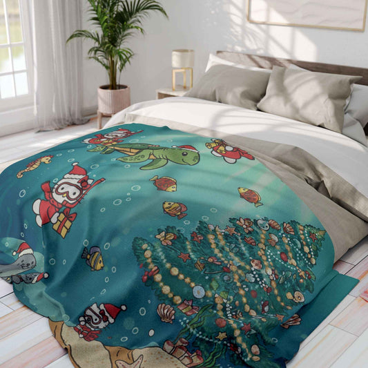 Hello Kitty Arctic Fleece Blanket — Undersea Christmas Celebration
