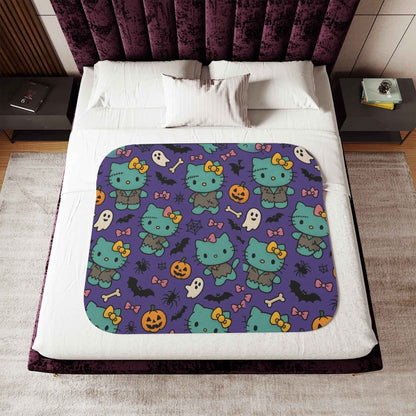 Sherpa Blanket, Frankenstein Halloween blanket purple