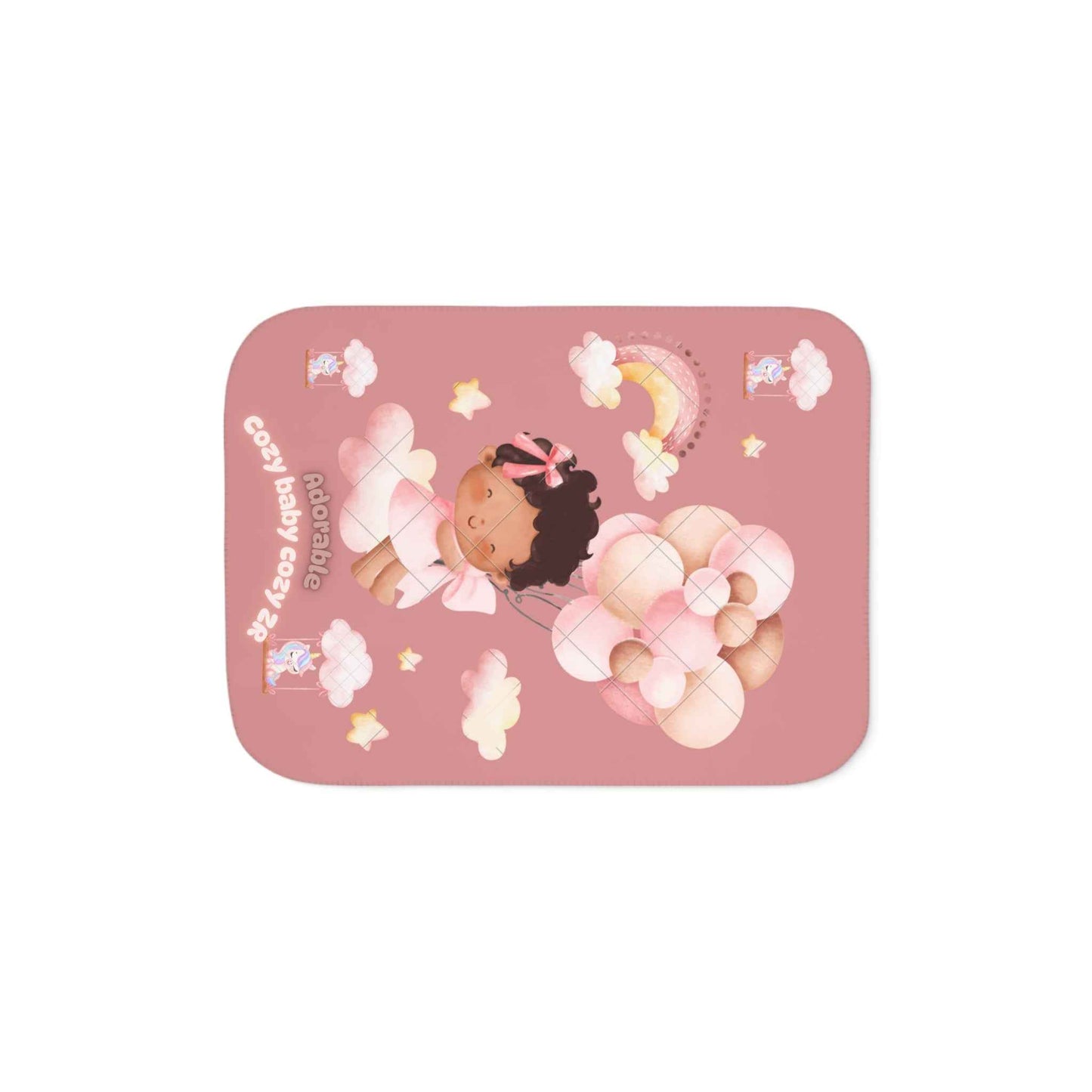 Cozy Sherpa Blanket with Cute Baby Design and unicorns