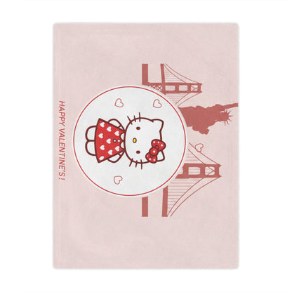 Hello Kitty Valentine’s Minky Blanket — San Francisco Skyline Cute Plush Throw