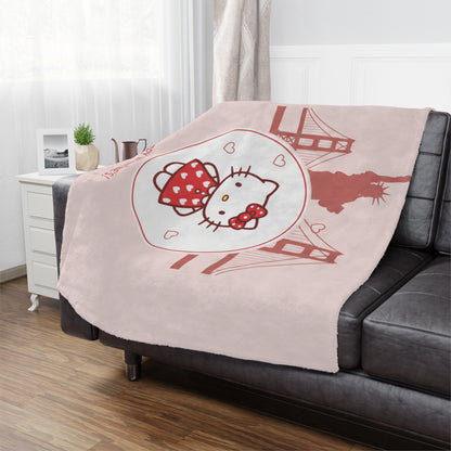 Hello Kitty Valentine’s Minky Blanket — San Francisco Skyline Cute Plush Throw