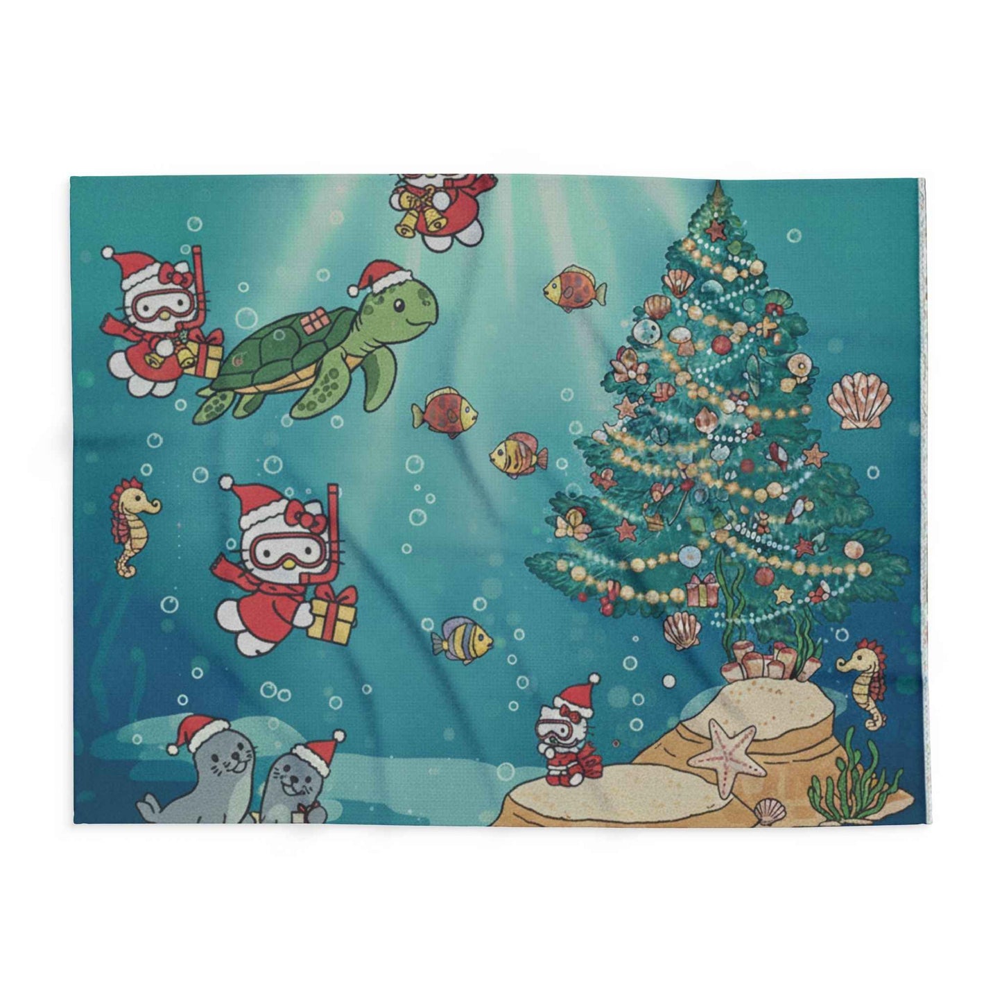 Hello Kitty Arctic Fleece Blanket — Undersea Christmas Celebration