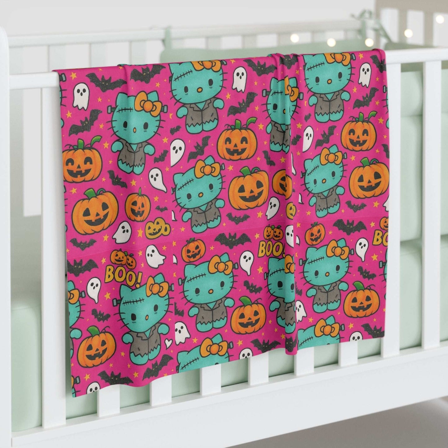 Halloween Baby Swaddle Blanket, Cute Ghost and Pumpkin Design pink frankenstein, Soft Infant Swaddle, Perfect for Baby Showers, Newborn Gifts, Halloween Decor