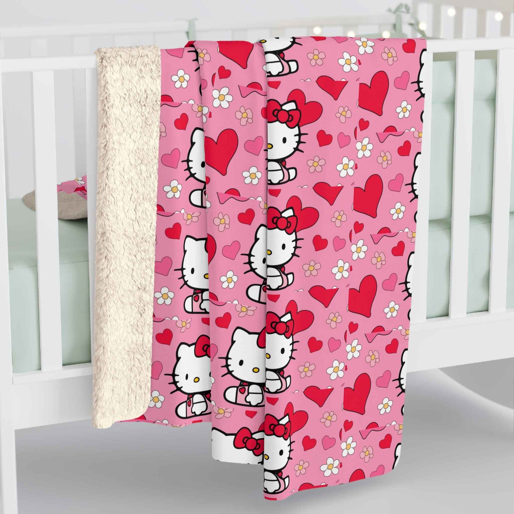Sherpa Blanket Hello Kitty Pink Valentine's Day Theme - Hello Kittyy Blanket Store